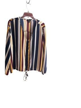 Justify multicolor striped button-down tie-hem blouse Sz 1X